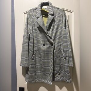 Women’s long knit jacket blazer Melloday black white yellow print sz XL